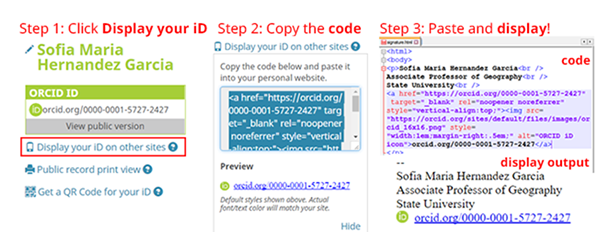 Mostrar el identificador ORCID en la firma de correo electrónico y/o en sitios web